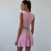 Mini-robe plissée en maille Fleur